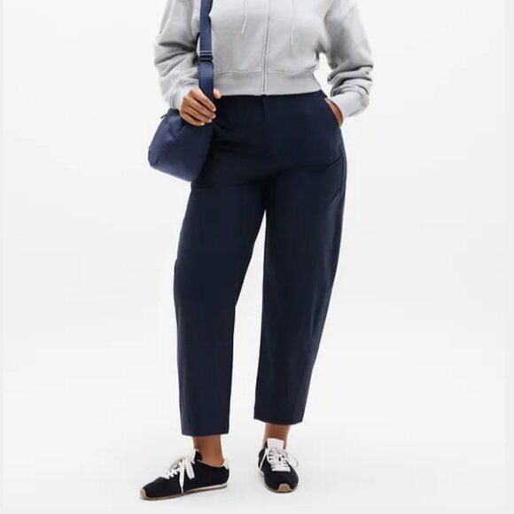 Athleta Skyline High Rise Barrel Leg Pant Navy 2P casual twill pants office work - Picture 1 of 11